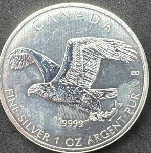 2014 1oz .9999 Canada Silver Bald Eagle $5 Coin