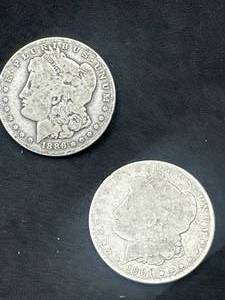 Lot of 2 Morgan Silver Dollars (1886-O & 1901-O)