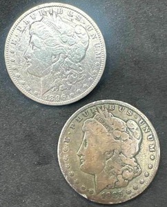 Lot of 2 Morgan Silver Dollars (1885-O & 1896-O)