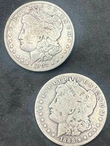 Lot of 2 Morgan Silver Dollars (1888-O & 1902)