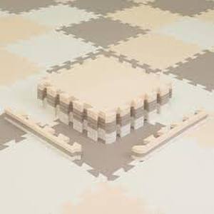 lot 24 image: 12 in. W x 12 in. L x 0.4 in. T Interlocking EVA Soft Foam Play Mat wBorders Gym Flooring Mat Covers 16 sq. ft.  Customer Returns See Pictures