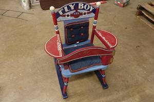 lot 321 image: Sky Rocker Airplane Theme Childrens Rocking Chair