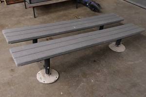 lot 331 image: Heavy Duty Adjustable Height Outdoor Benches with Composite Tops