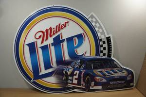 lot 57 image: Miller Lite NASCAR Metal Sign - Wallace