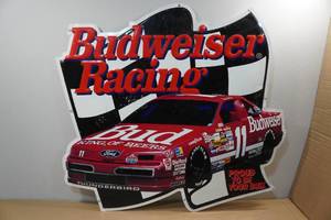 lot 59 image: Budweiser NASCAR Metal Sign - Bill Elliot