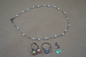 lot 99 image: Womens Necklace and Rings - Sterling Silver