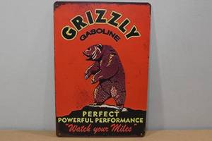 lot 159 image: Grizzly Gasoline Metal Sign
