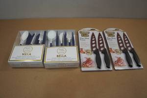 lot 199 image: 2 Copper Knife Sets with Dishwasher Safe Reuseable Utensil Sets