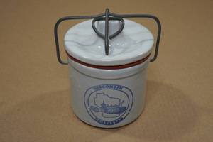 lot 200 image: Wisconsin Homestead Stoneware Butter and Cheese Crock