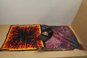 lot 219 image: Sturgis Hat, 2 Bandanas, Leather Belt