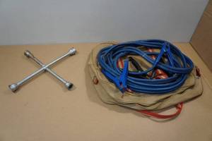 lot 277 image: Jumper Cables and 4-Way Tool in Storage Bag