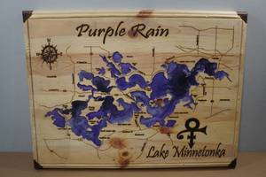 lot 1E image: Cut and Epoxied Lake Minnetonka Purple Rain CuttingCharcuterie Board