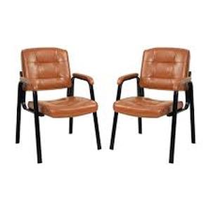 Caramel Office Guest Chair Set of 2, Leather Executive Waiting Room Chairs, Lobby Reception Chairs with Padded Arm Rest Customer Returns See Pictures