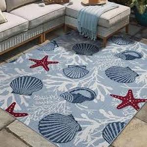 Hampton Bay Poolside Sea 6 ft. 6 in. x 9 ft. IndoorOutdoor Area Rug   Customer Returns See Pictures