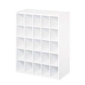 ClosetMaid 32 in. H x 24 in. W x 12 in. D White Wood Look 25-Cube Storage Organizer   Customer Returns See Pictures