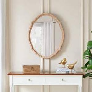 Home Decorators Collection Medium French Country Oval Natural Wood Ornate Framed Mirror (24 in. W x 29 in. H)  Customer Returns See Pictures