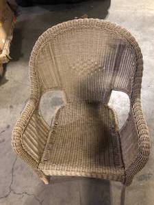 Hampton Bay Rosemont Light Brown Steel Wicker Light Brown Outdoor Patio Lounge Chair Cushion Not Included  Customer Returns See Pictures