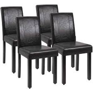 lot 8 image: LACOO Black Dining Chairs PU Leather Modern Kitchen chairs with Solid Wood Legs (Set of 4)  Customer Returns See Pictures