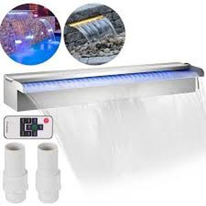 lot 28 image: VEVOR 35 x 3.2 x 8.1 in. Fountain Spillway with 17 Colors Led Pool Water Fall Kit with Remote Pool Waterfalls for Pool  Customer Returns See Pictures