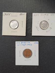 1955, 1977 Roosevelt Dimes  1954 B...