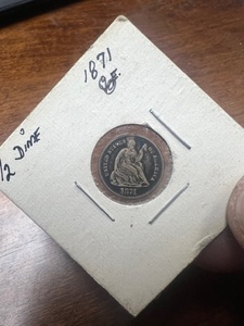lot 2 image: 1871 Seated Liberty Half dime