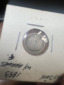 lot 3 image: 1853 half dime warrows