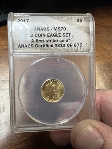 lot 11 image: 2017 $5 Gold Eagle, ANACS First strike MS 70
