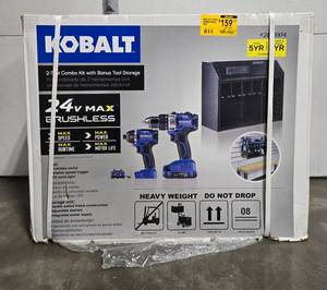 lot 1 image: Kobalt 24V Max Brushless 2-Tool Combo Kit with Bonus Tool Storage