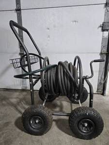 lot 12 image: Heavy-Duty Hose Cart with 300 ft Garden Hose