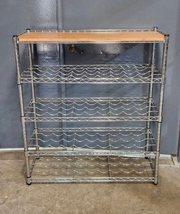 lot 45 image: Metal and Bamboo Wine Storage Rack with 4 Shelves