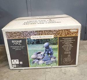 lot 46 image: Stone Art Sailor Boy Fountain for Outdoor Decor