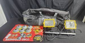 lot 30 image: Outdoor Products Portable Work Light Set with Cable Organizer