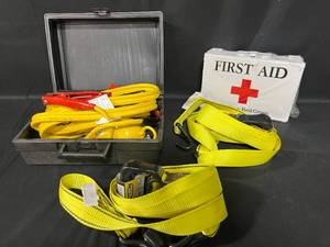 lot 214 image: Emergency Kit with First Aid Supplies and Jumper Cables