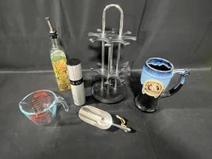 lot 69 image: Collection of Kitchen and Barware Items Including Limited Edition Mug and Glass Measuring Cup