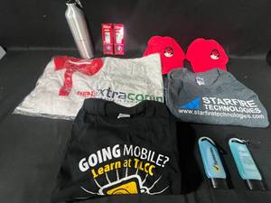 lot 79 image: Lot of 4 T-Shirts, 2 Golf Balls, and 2 Hats - Various Brands and Sizes