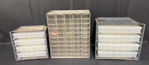 lot 254 image: Lot of 3 Plastic Storage Cabinets with Clear Drawers for Nuts and Bolts