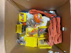lot 255 image: Assorted Tool Accessories, Gloves, and Storage Boxes Lot