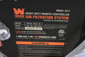 lot 61 image: WEN 3417 3-Speed Remote-Controlled Industrial-Strength Air Filtration System (5567021044 CFM)