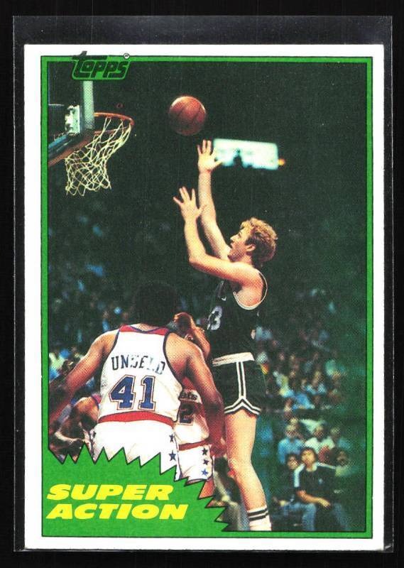 lot 201 image: 1981 Topps East Larry Bird Super Action #101