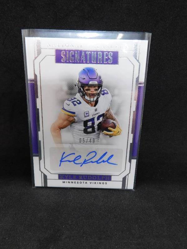 lot 205 image: 2018 National Treasures Signatures Autograph Kyle Rudolph Serial #549