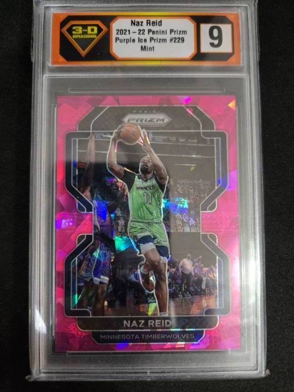 lot 208 image: 3-D Grading 9 Mint 2021 Prizm Purple Ice Prizm Naz Reid #229