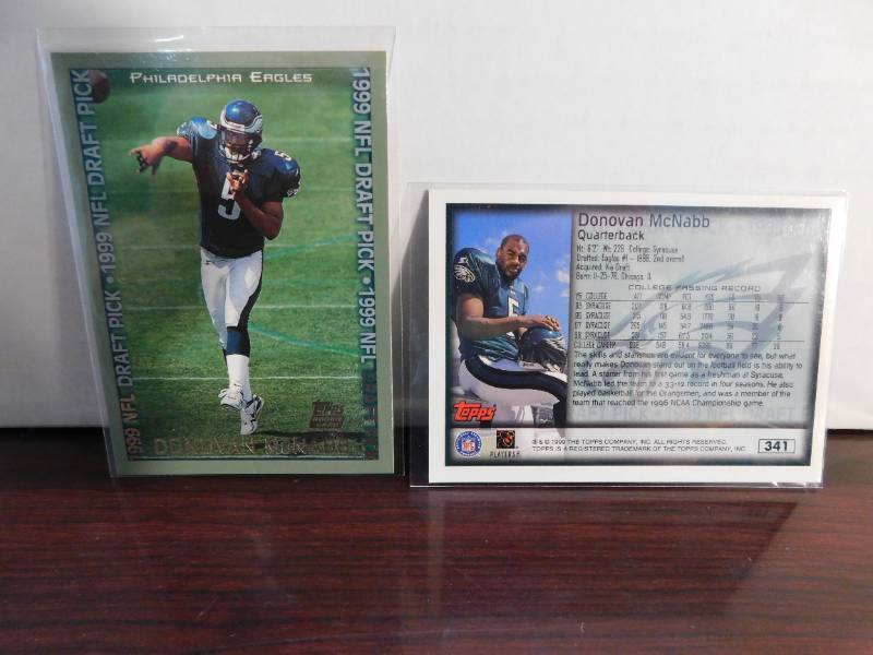 lot 121 image: (2) 1999 Donovan McNabb Rookies - Topps & Topps Collection