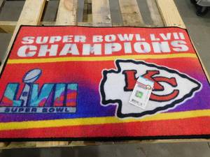 lot 100 image: (24) FANMATS Kansas City Chiefs Super Bowl LVII Champions Red 19 in. x 30 in. Starter Mat Accent Rug