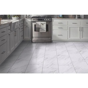 lot 12 image: TrafficMaster Carrara Marble 4 MIL 12 in. W x 24 in. L Peel and Stick Waterproof Vinyl Tile Flooring (260 sq.ft)