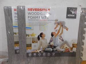 lot 60 image: Norsk Reversible Stone GrayBlack Faux Wood 24 in. x 24 in. x 0.47 in. Foam Mats (8-Pack)