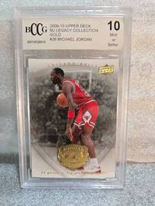 lot 197 image: BCCG 10 2009-10 Upper Deck MJ Legacy Gold Michael Jordan #26