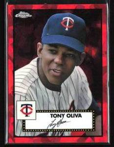 lot 127 image: 2021 Topps Chrome Platinum Red Tony Oliva #593 Serial #55100