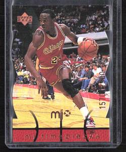 lot 140 image: 1998 Upper Deck MJ Time Pieces Die Cut Michael Jordan Serial #15702300