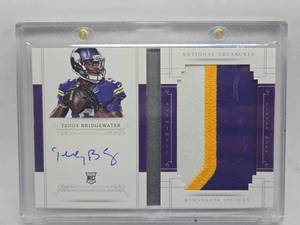 lot 282 image: 2014 National Treasures Booklet Jumbo Patch Autograph Teddy Bridgewater Rookie Serial #7499