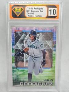 lot 267 image: 3-D Grading 10 Flawless 2021 Bowmans Best Julio Rodriguez Rookie #49